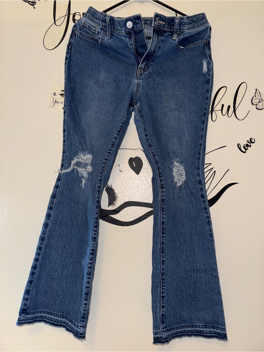 Old Navy High Rise Dark wash distressed bootcut jeans
Size S